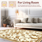 Golden Baroque Leaf Flourish Pattern Rug