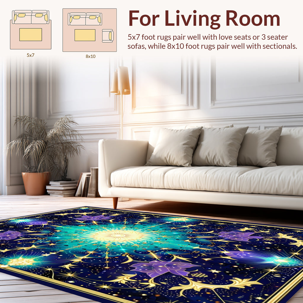 Celestial Garden Mandala Inspired Design Rug