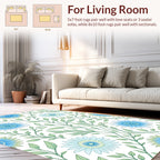Blue Daisy and Leaf Pattern Rug