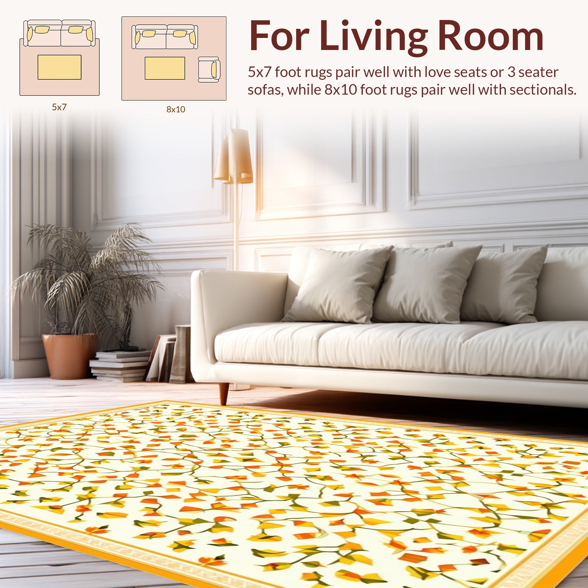 Autumnal Floral Vine Pattern Rug