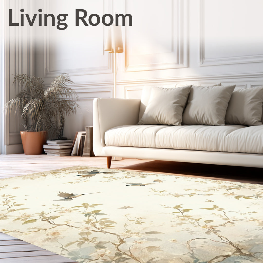 Birds and Blossoms Delicate Garden Rug