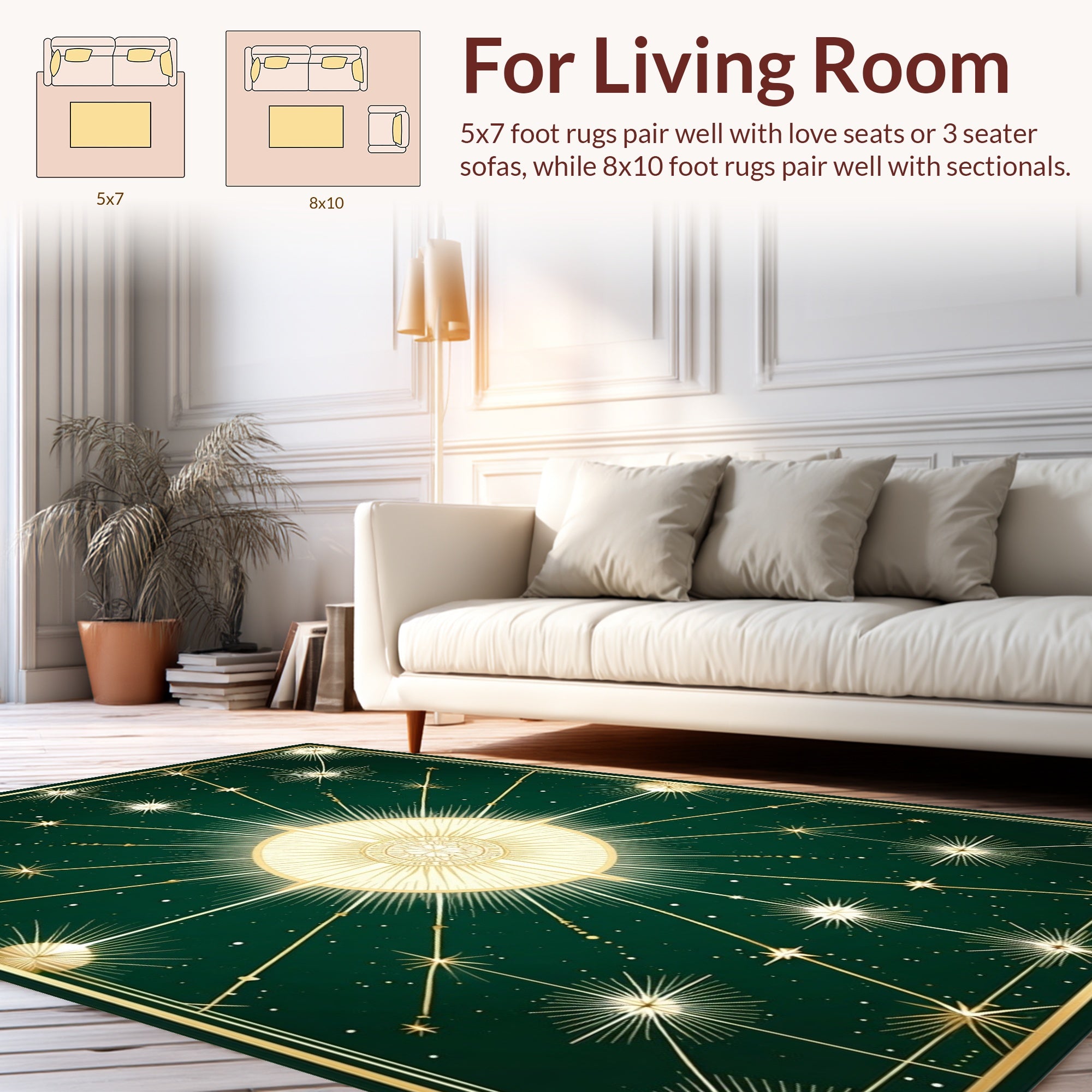 Celestial Sunburst Star Pattern Rug