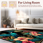 Lush Tropical Birds Hibiscus Floral Design Rug