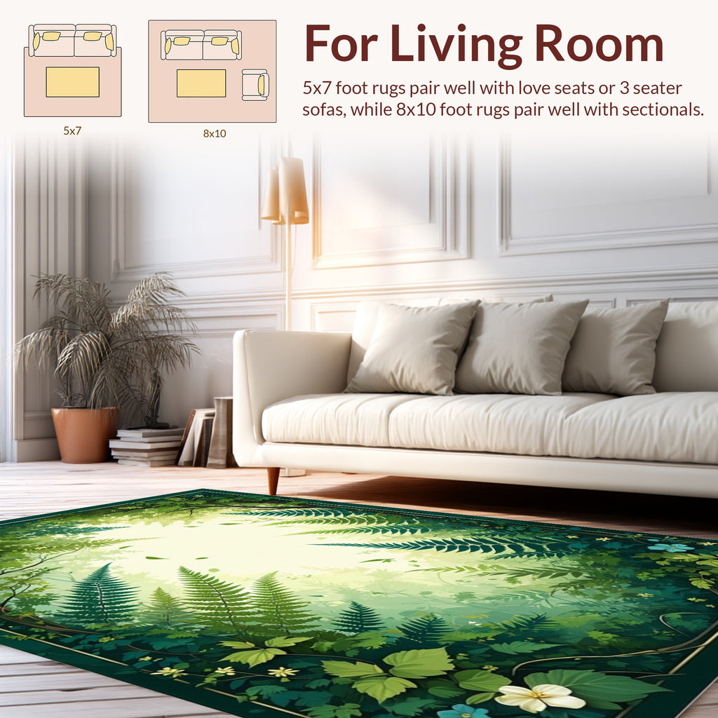 Lush Forest Canopy Ferns Design Rug