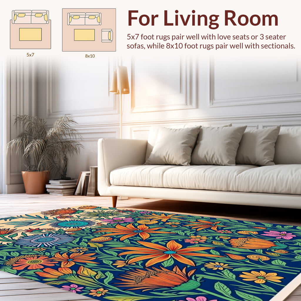 Vibrant Floral Garden Pattern Rug