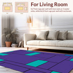 Abstract Geometric Teal Purple Pattern Rug