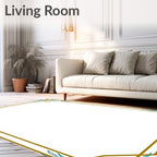 Golden Teal Leaf Corner Frame Rug
