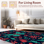 Floral Butterfly Teal Coral Pattern Rug