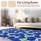 Vibrant Blue Floral Pattern Rug