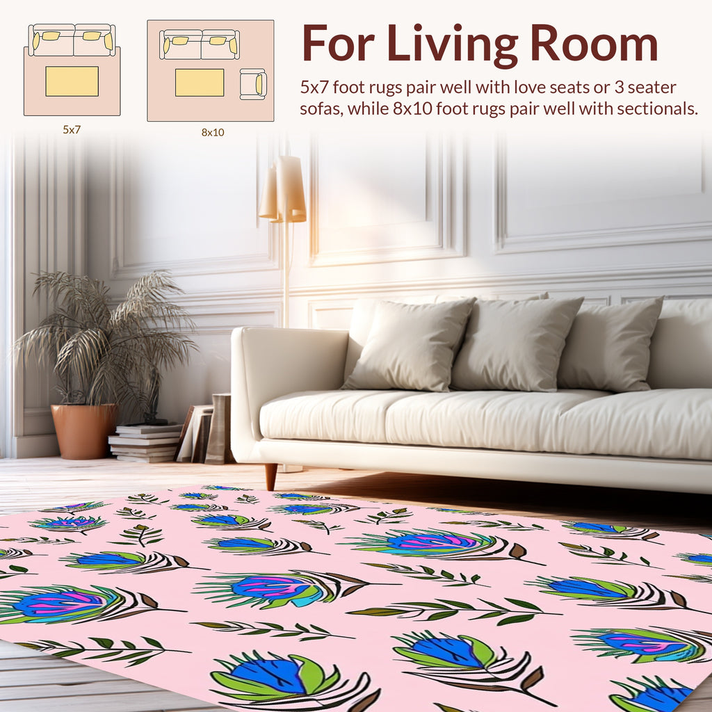 Vibrant Feather Pattern Delight Rug