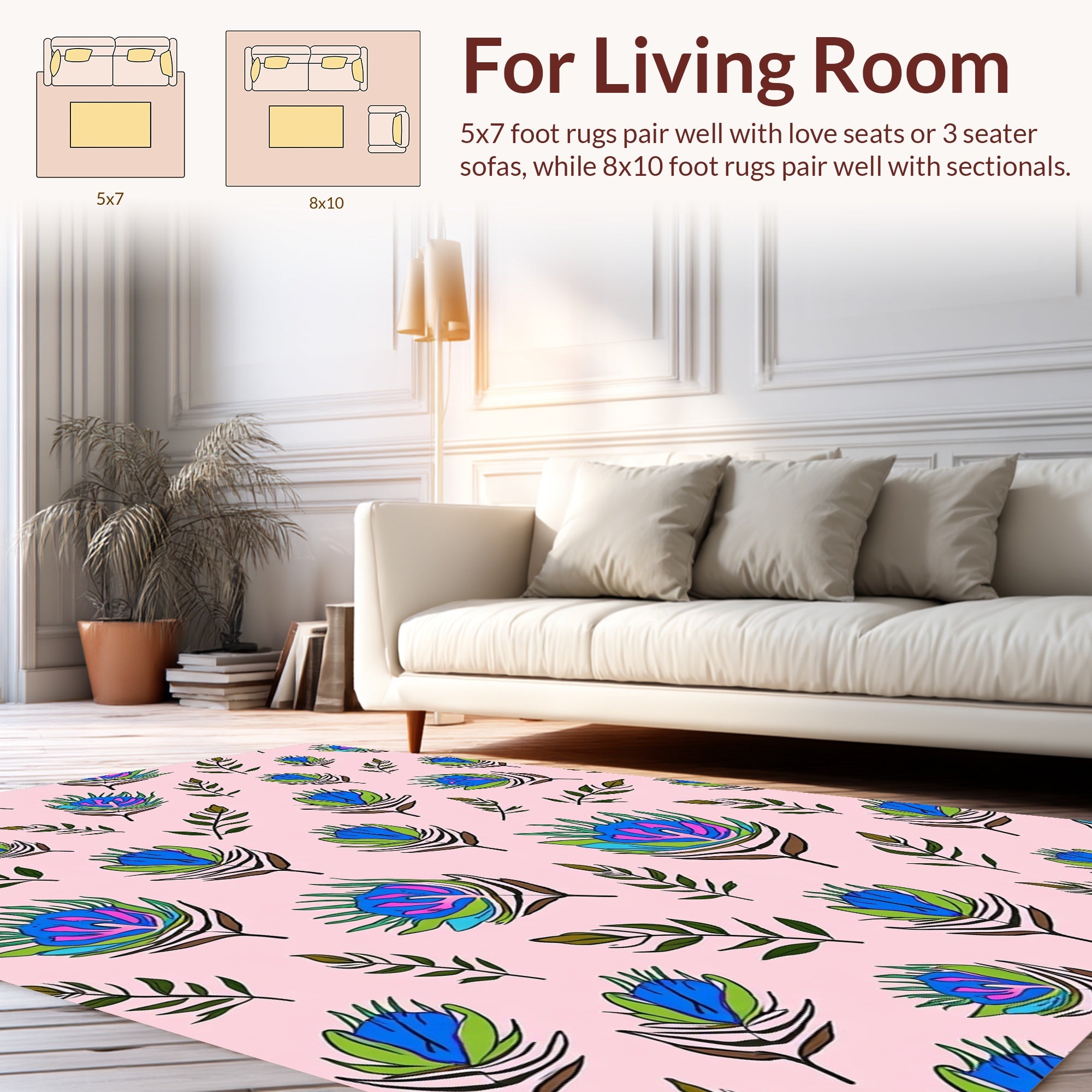 Vibrant Feather Pattern Delight Rug