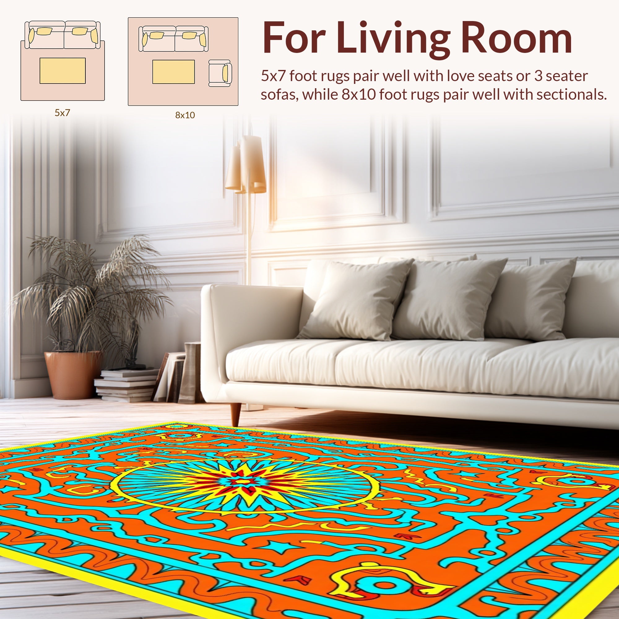 Vibrant Sunburst Abstract Pattern Rug