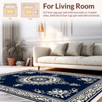 Classic Floral Medallion Navy Rug