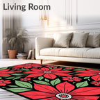 Bold Red Floral Arrangement Rug