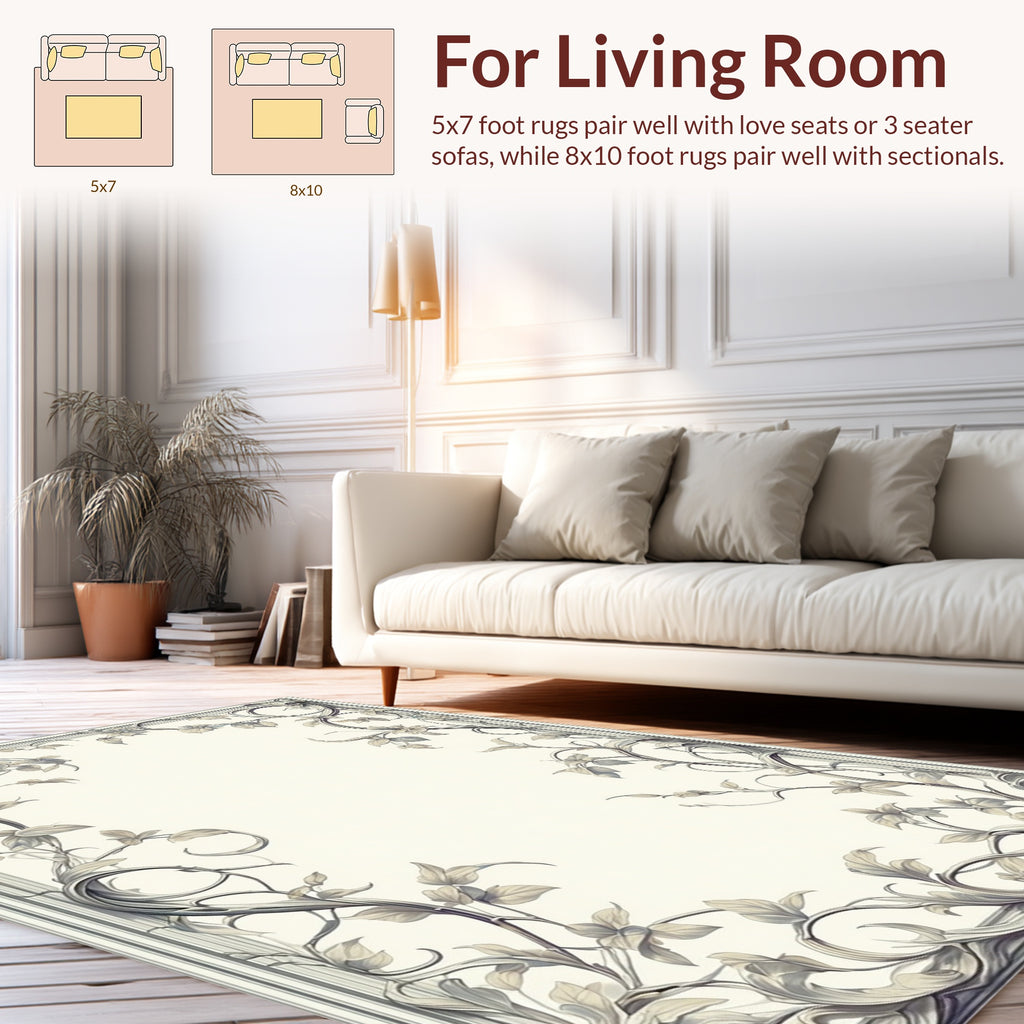Art Nouveau Floral Swirl Frame Rug
