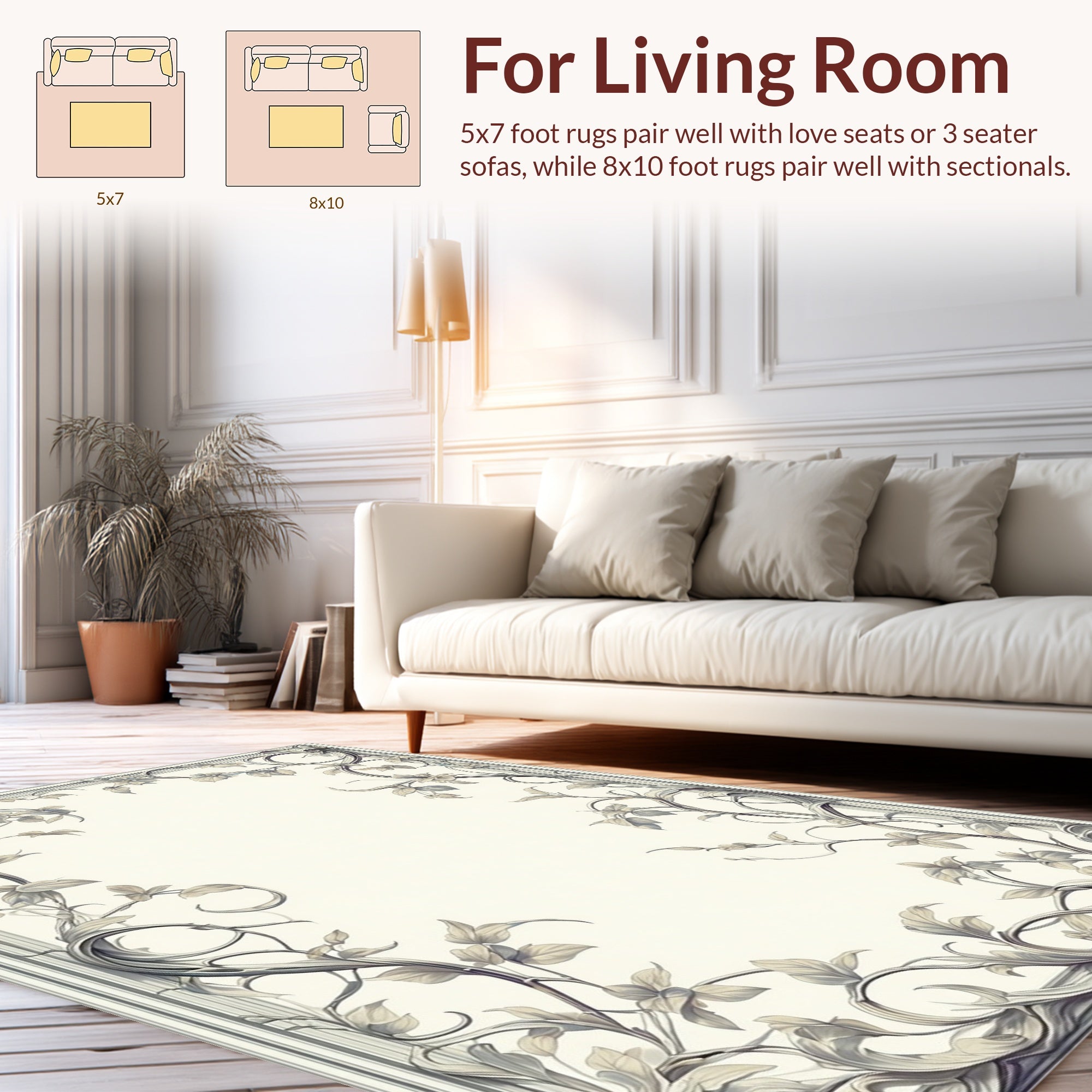Art Nouveau Floral Swirl Frame Rug