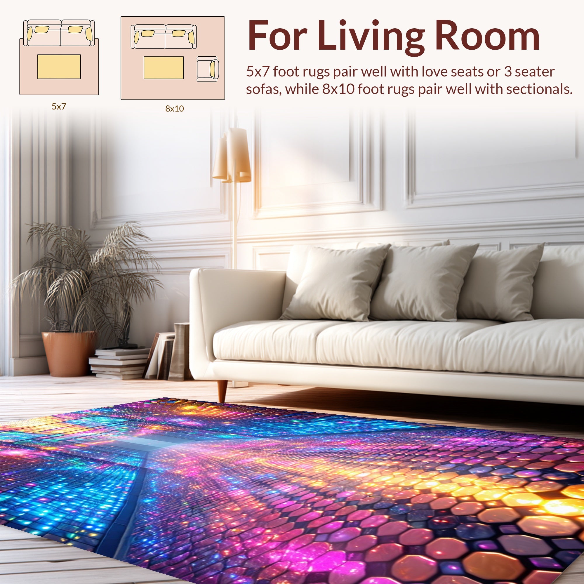 Vibrant Geometric Disco Hallway Rug