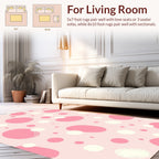 Pink Cream Polka Dot Pattern Rug