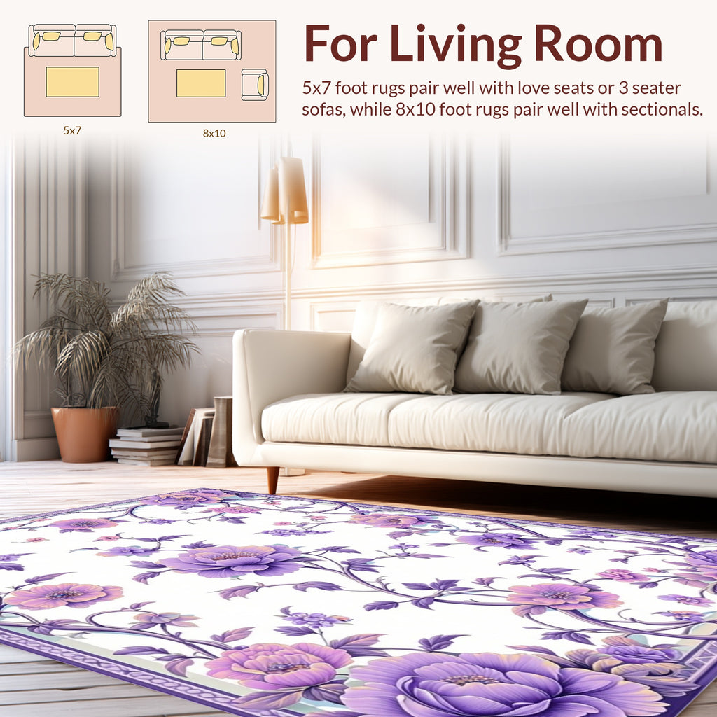 Purple Floral Vine Pattern Rug