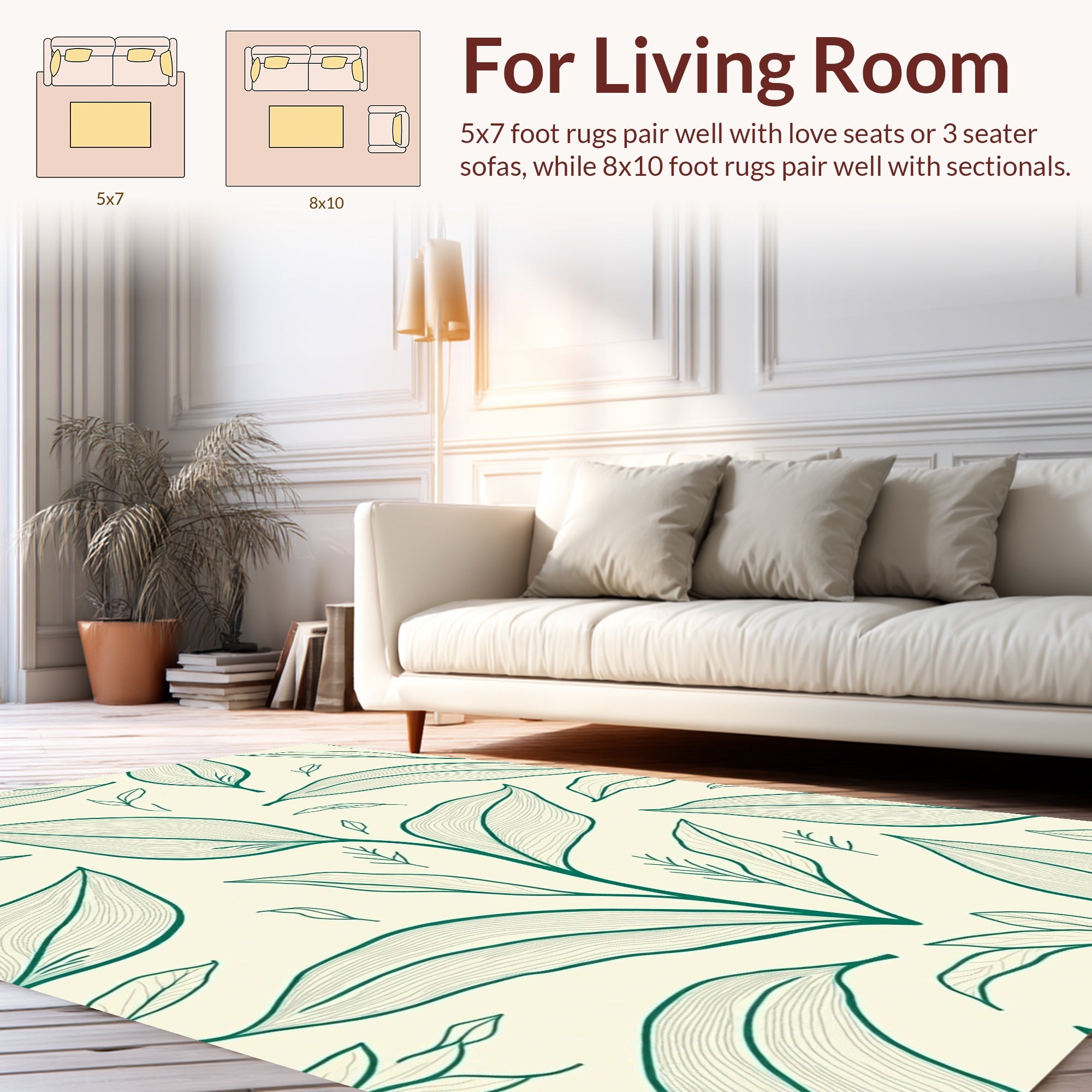 Nature Leaf Line Art Design Rug