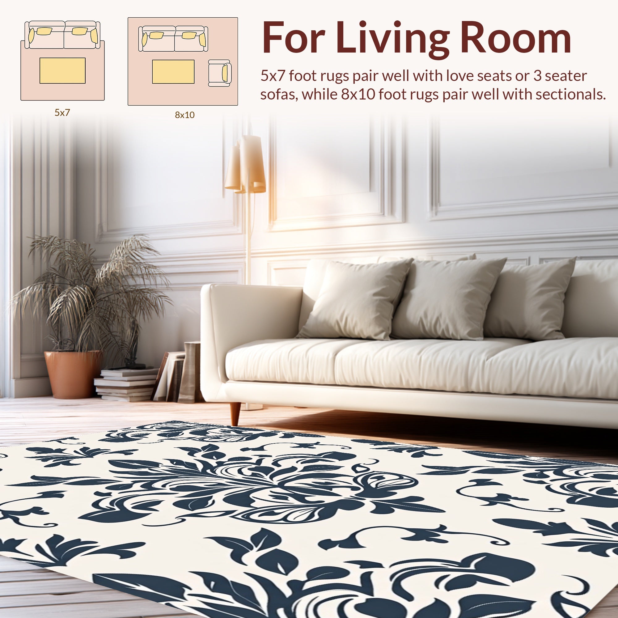 Damask Floral Vintage Style Rug