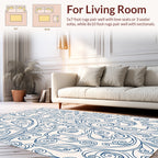 Classic Blue Scrollwork Floral Design Rug