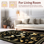 Golden Insect Leaf Art Nouveau Rug