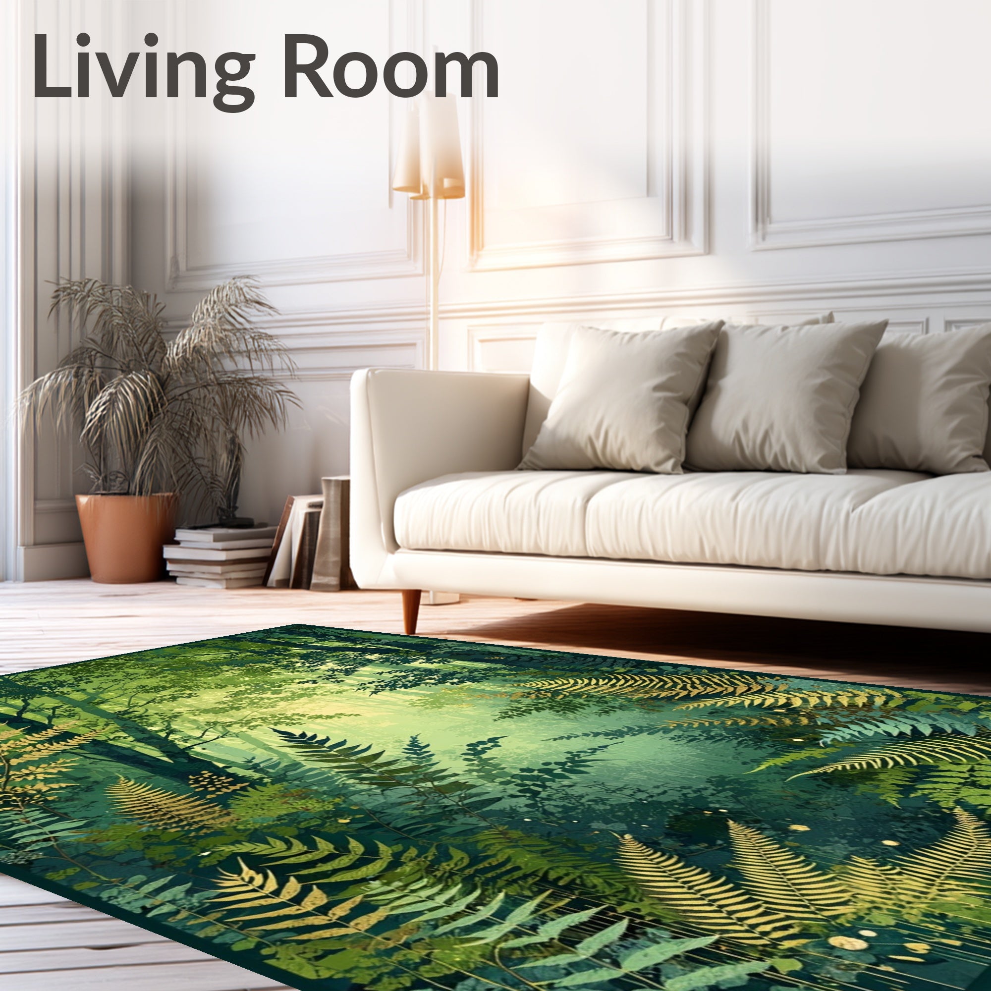 Enchanted Forest Fern Pattern Rug