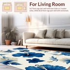 Blue Floral Hibiscus Pattern Rug