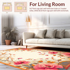Pink Floral Vine Scroll Pattern Rug
