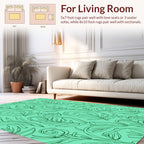Teal Leafy Swirl Line Art Rug