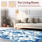 Blue Floral Porcelain Style Pattern Rug