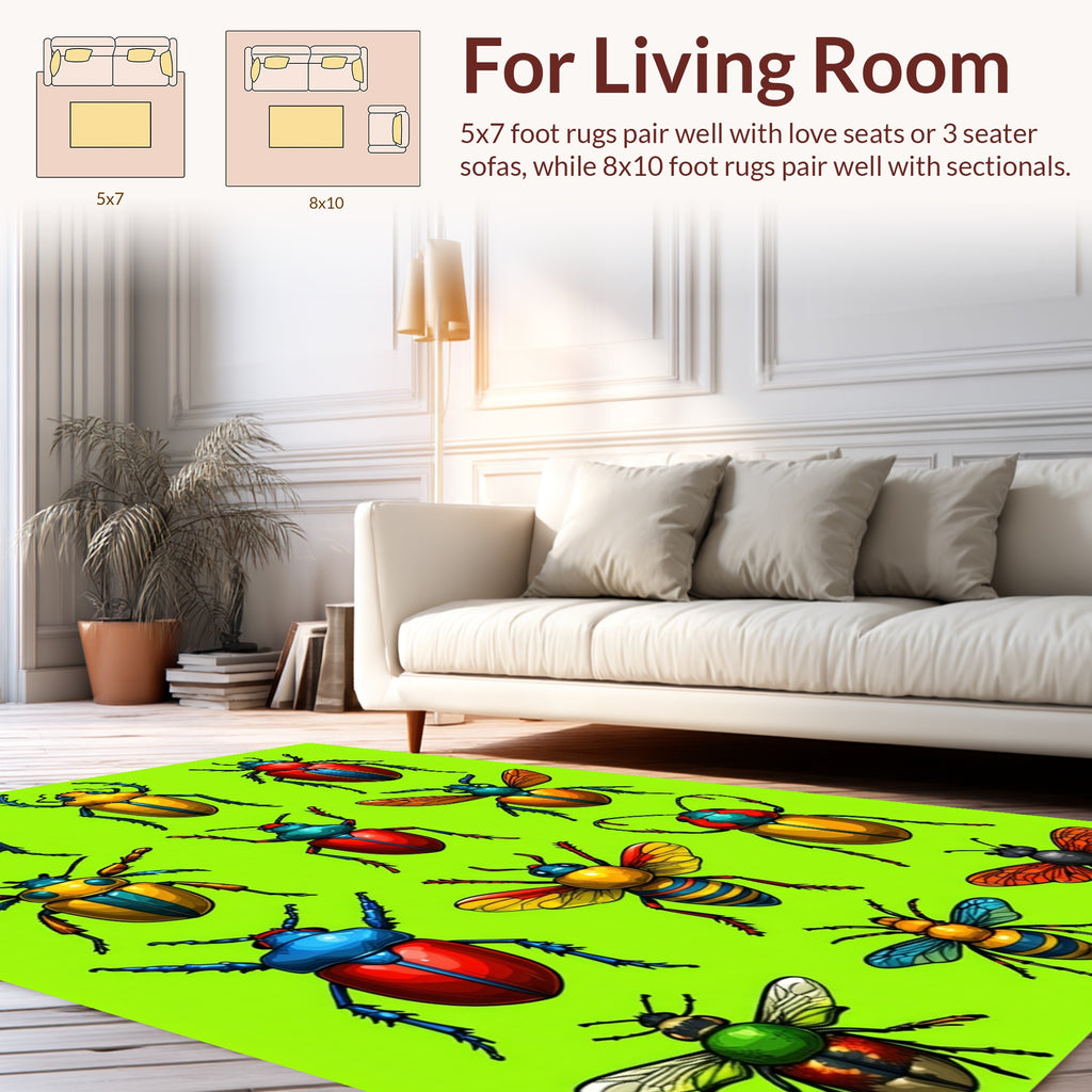 Colorful Insect Array Pattern Rug