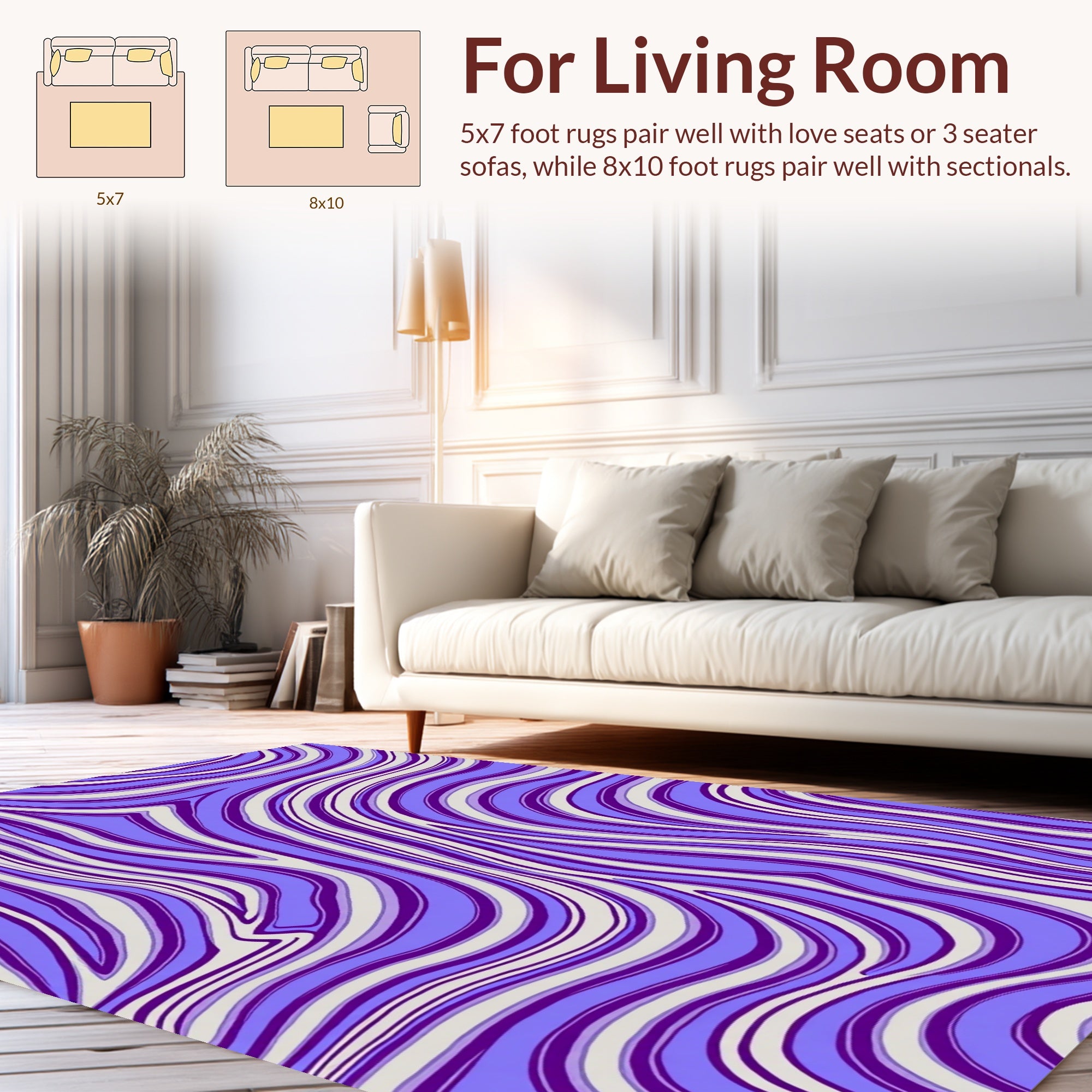 Purple Wave Pattern Rug