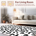 Bold Black Wavy Abstract Design Rug