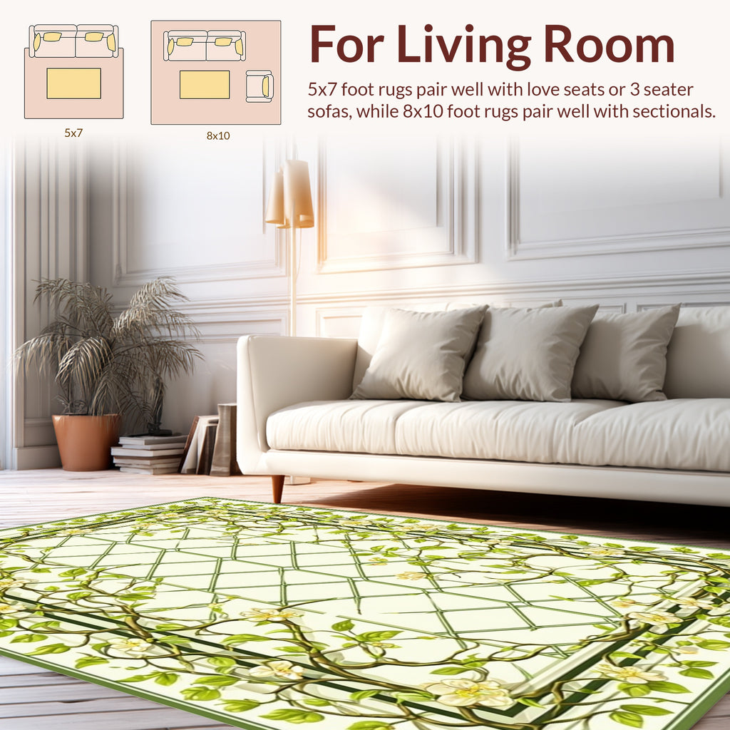Vining Floral Lace Patterned Rug
