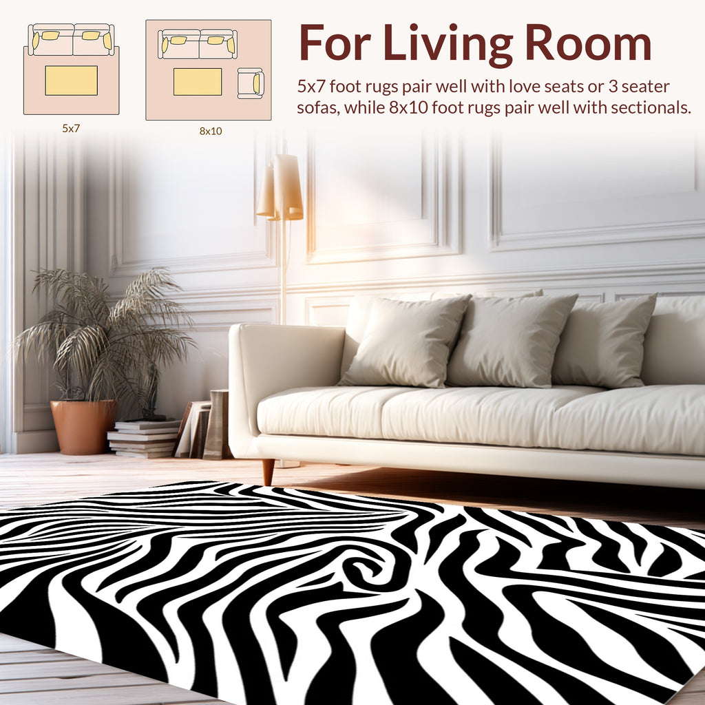 Bold Abstract Zebra Striped Pattern Rug