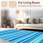 Cool Blue Stripe Pattern Decor Rug