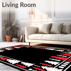 Red White Festive Pine Border Rug