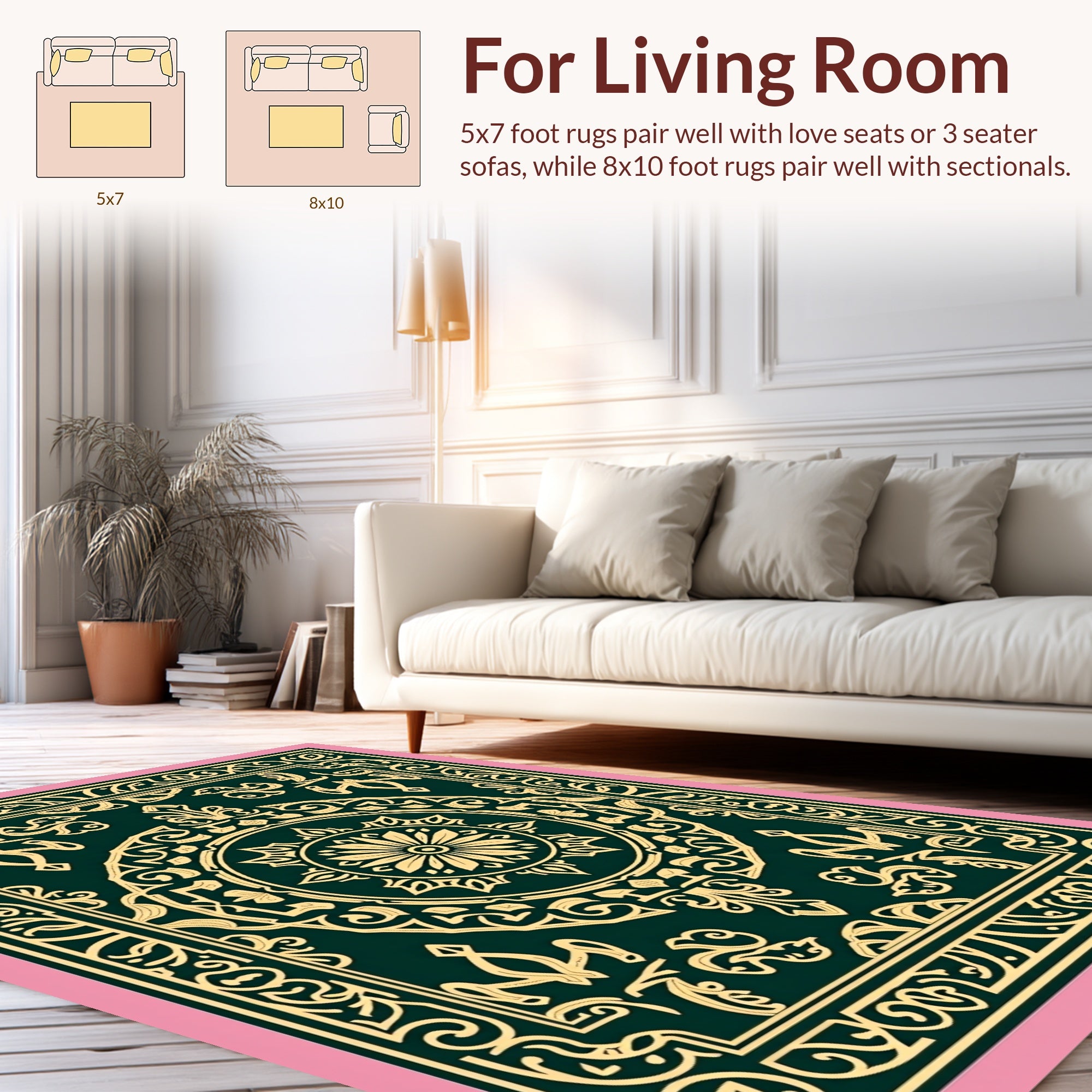 Ornate Floral Mandala Geometric Design Rug