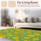 Yellow Floral Vines Teal Design Rug