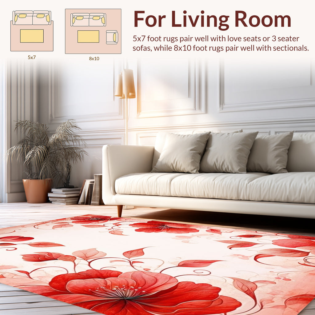 Red Floral Vine Artful Design Rug