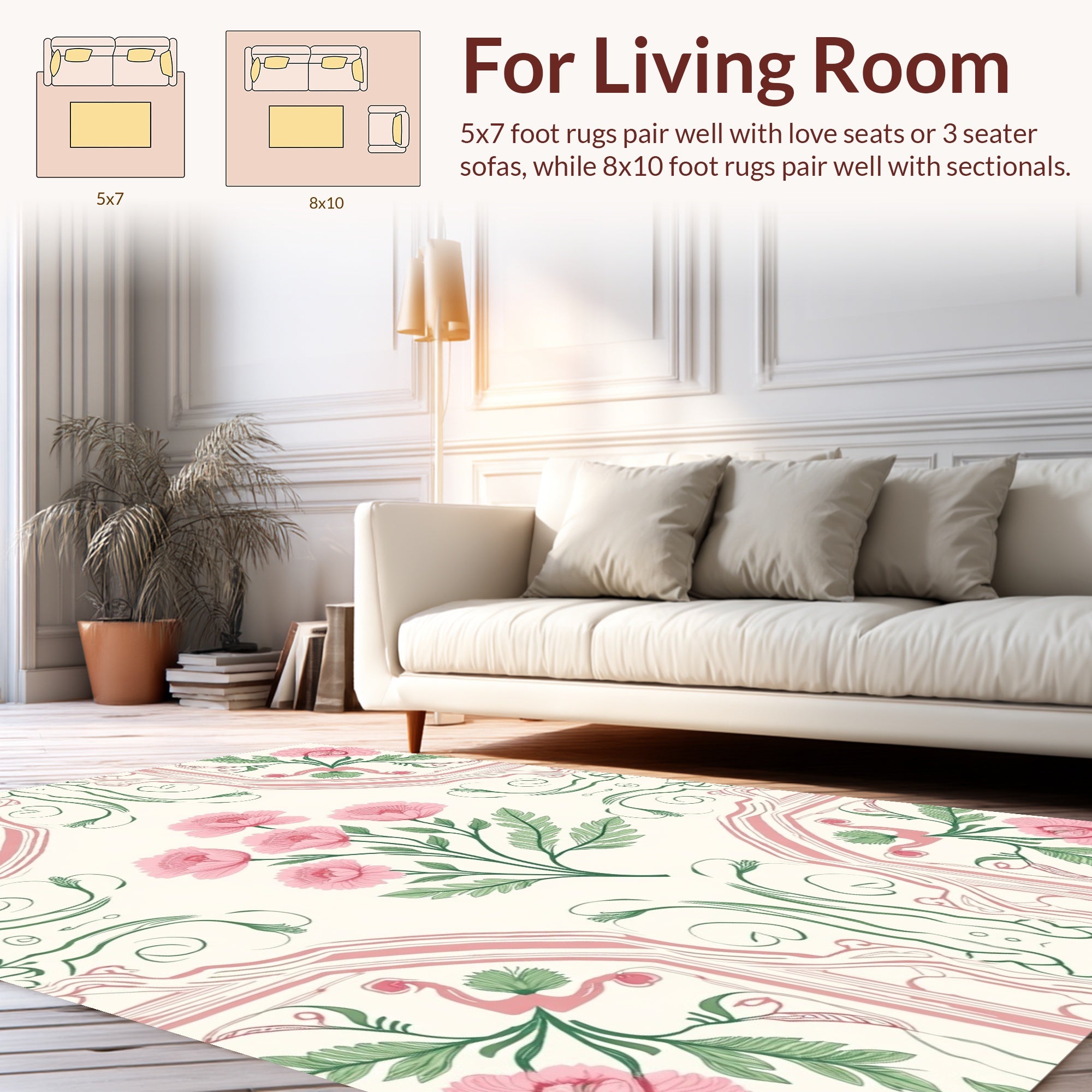 Whimsical Floral Swirls Pattern Rug