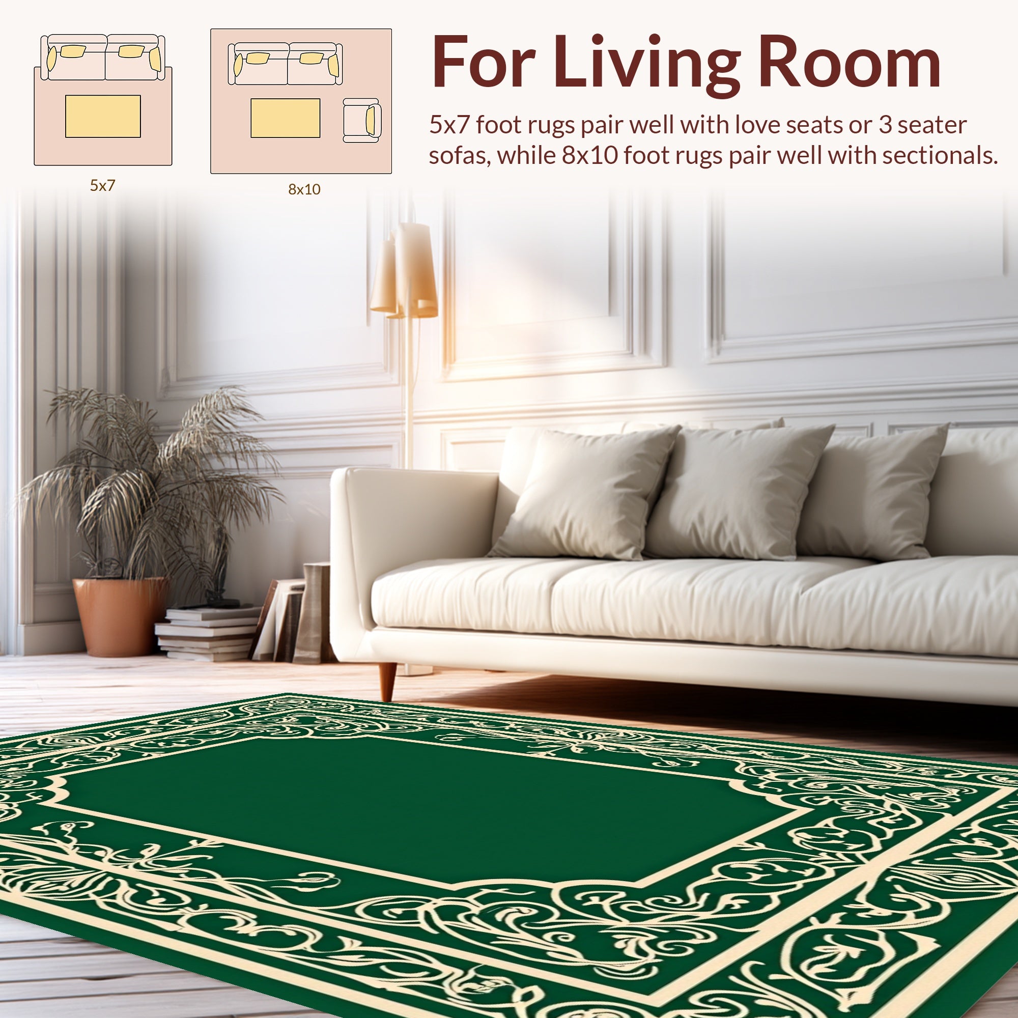 Ornate Floral Vine Border Rug
