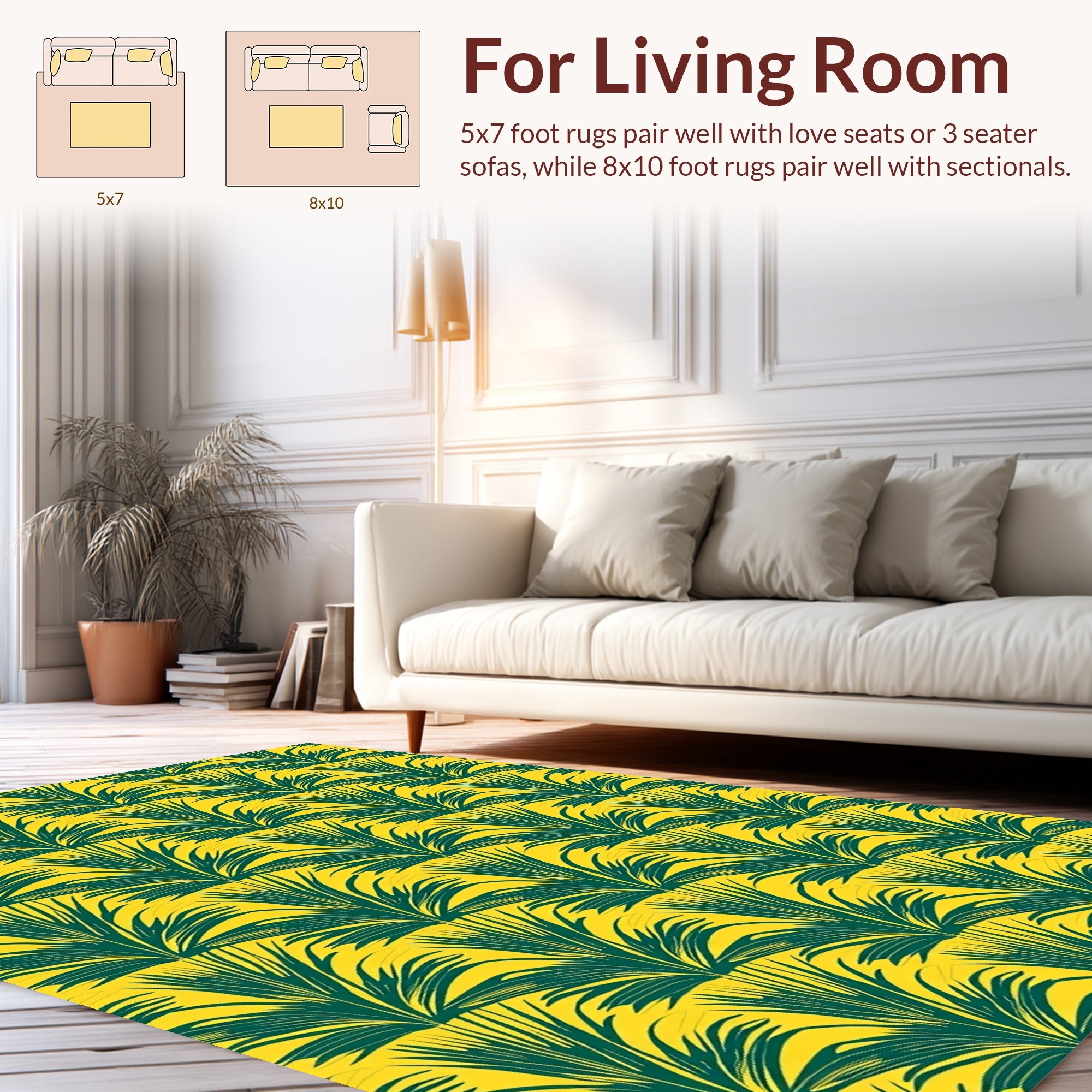 Emerald Green Fan Leaf Tropics Rug