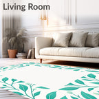 Teal Botanical Vines Border Rug