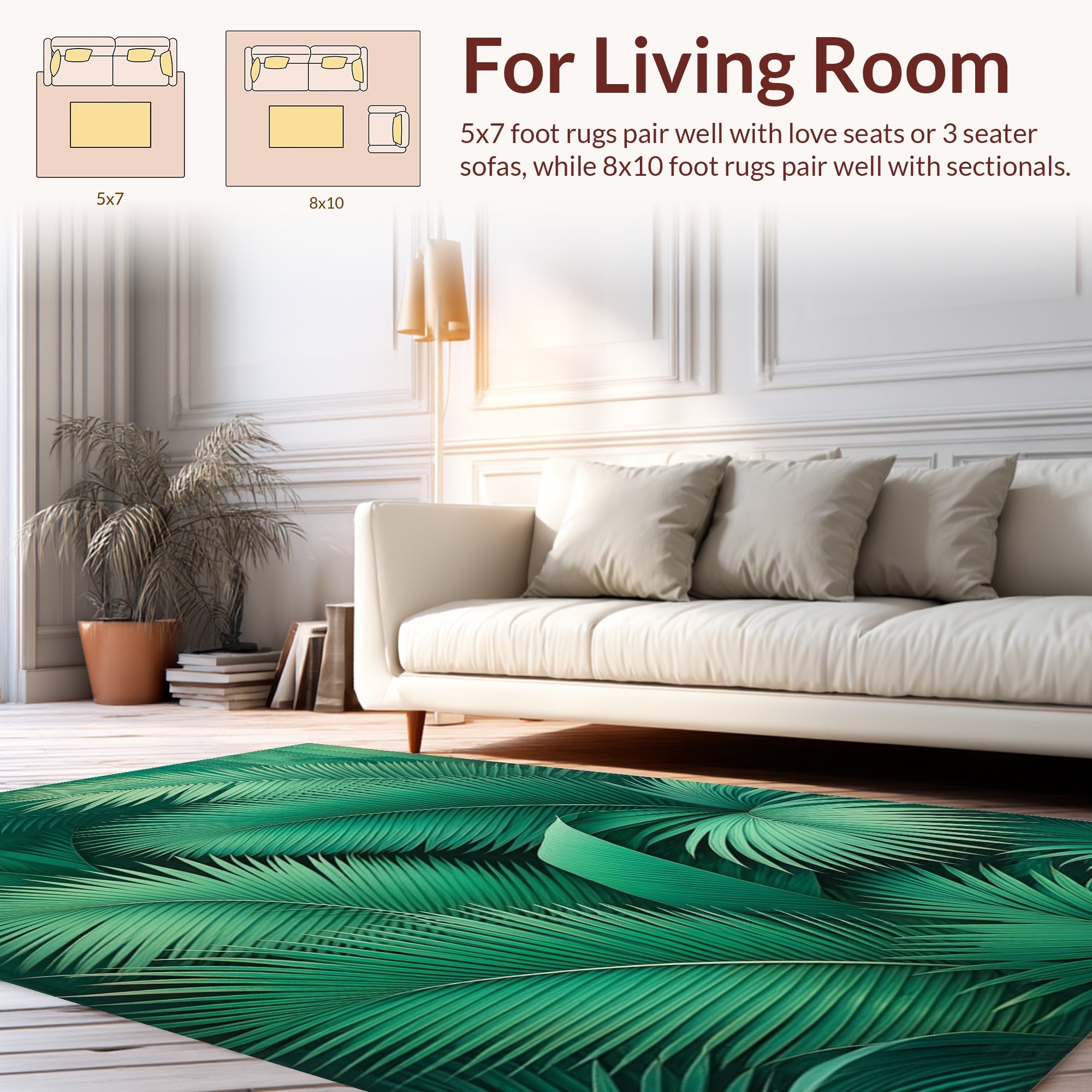 Lush Greenery Tropical Palm Leaves Rug
