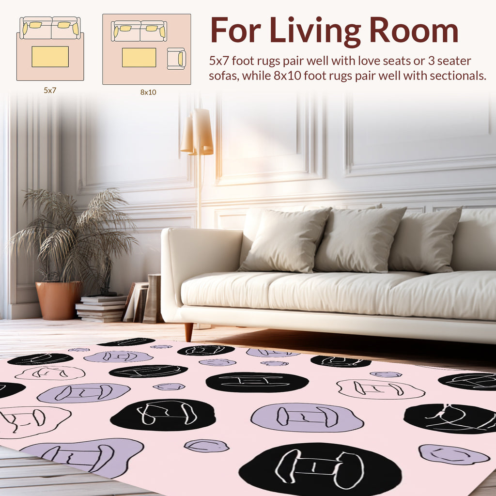 Geometric Pebble And Floral Patterns Rug