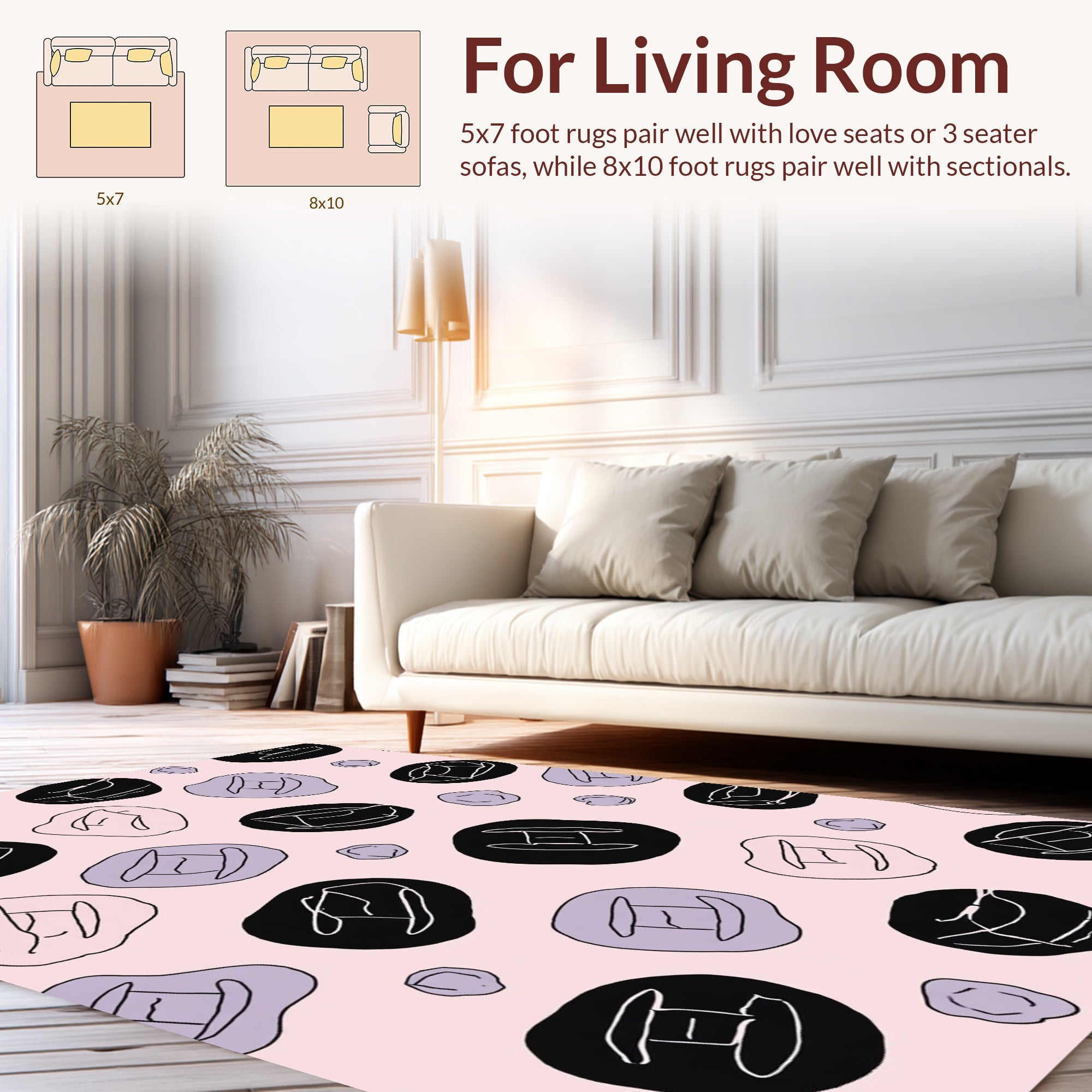 Geometric Pebble And Floral Patterns Rug