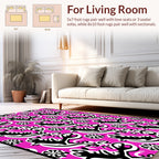 Bold Black White Floral Accents Rug